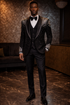 Black Stardust Tuxedo Suit