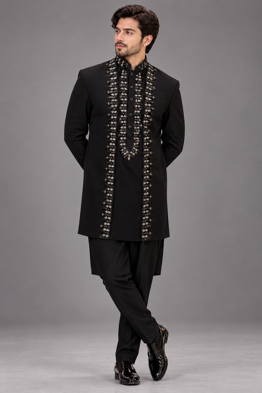 Black Sovereign Sherwani Suit