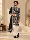 Vasu Black Kurta Set with Patiyala and Dupatta