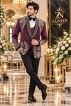 Regal Wine Velvet Tuxedo Suit