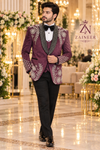 Regal Wine Velvet Tuxedo Suit