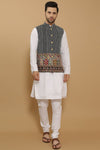 White Kurta Pajama Bandi set, Nehru Jacket set, 3 Piece Jacket Set, Jodhpuri jacket,Wedding dress for Men, Diwali Wear for Men, Made to orde