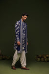 Aruna Navy Kurta set with Patiyala and Dupatta
