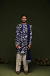 Aruna Navy Kurta set with Patiyala and Dupatta