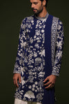 Aruna Navy Kurta set with Patiyala and Dupatta