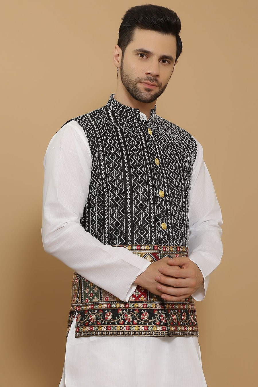 il_fullxfull.5163996188_ityk White Kurta Pajama Bandi set, Nehru Jacket set, 3 Piece Jacket Set, Jodhpuri jacket,Wedding dress for Men, Diwali Wear for Men, Made to orde - Image 1
