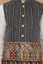 White Kurta Pajama Bandi set, Nehru Jacket set, 3 Piece Jacket Set, Jodhpuri jacket,Wedding dress for Men, Diwali Wear for Men, Made to orde - Image 4