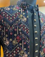 Blue Jodhpuri Suit for men, Embroidered Sherwani for Men, Indian Wedding Dress for Grooms, Custom Groomsmen outfit, Indian Diwali Outfit - Image 2
