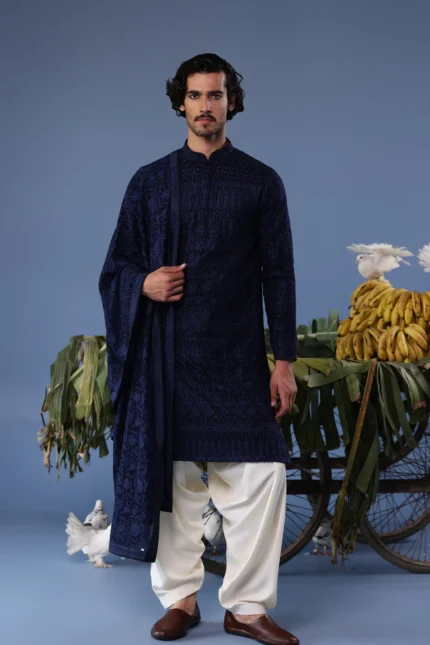 Daniyaal Navy Blue Kurta Set